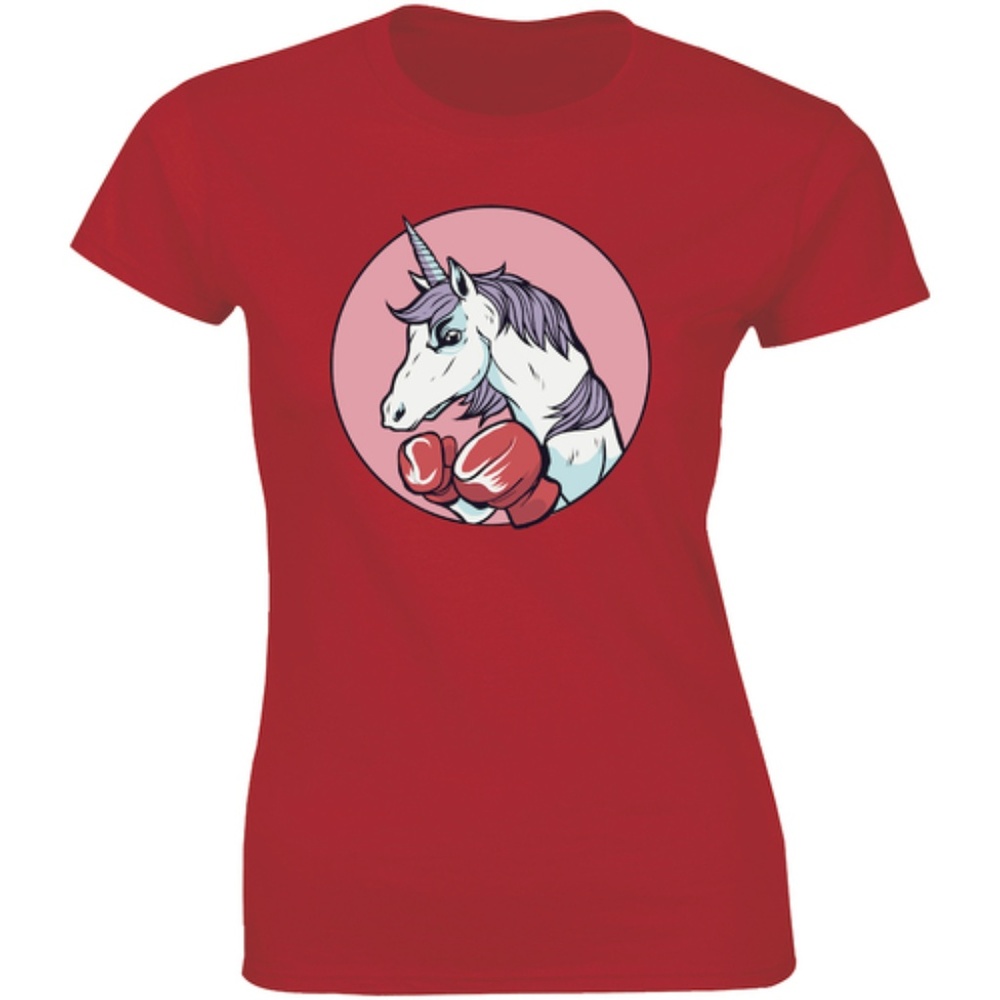 Mad Unicorn With Boxing Gloves Ready Women T-shirt